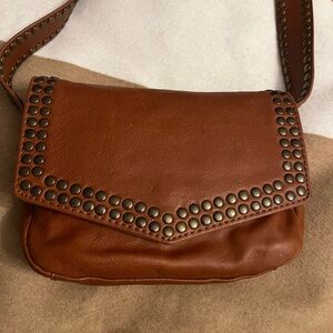 Treasure & Bond Studded Brown Leather Crossbody Bag